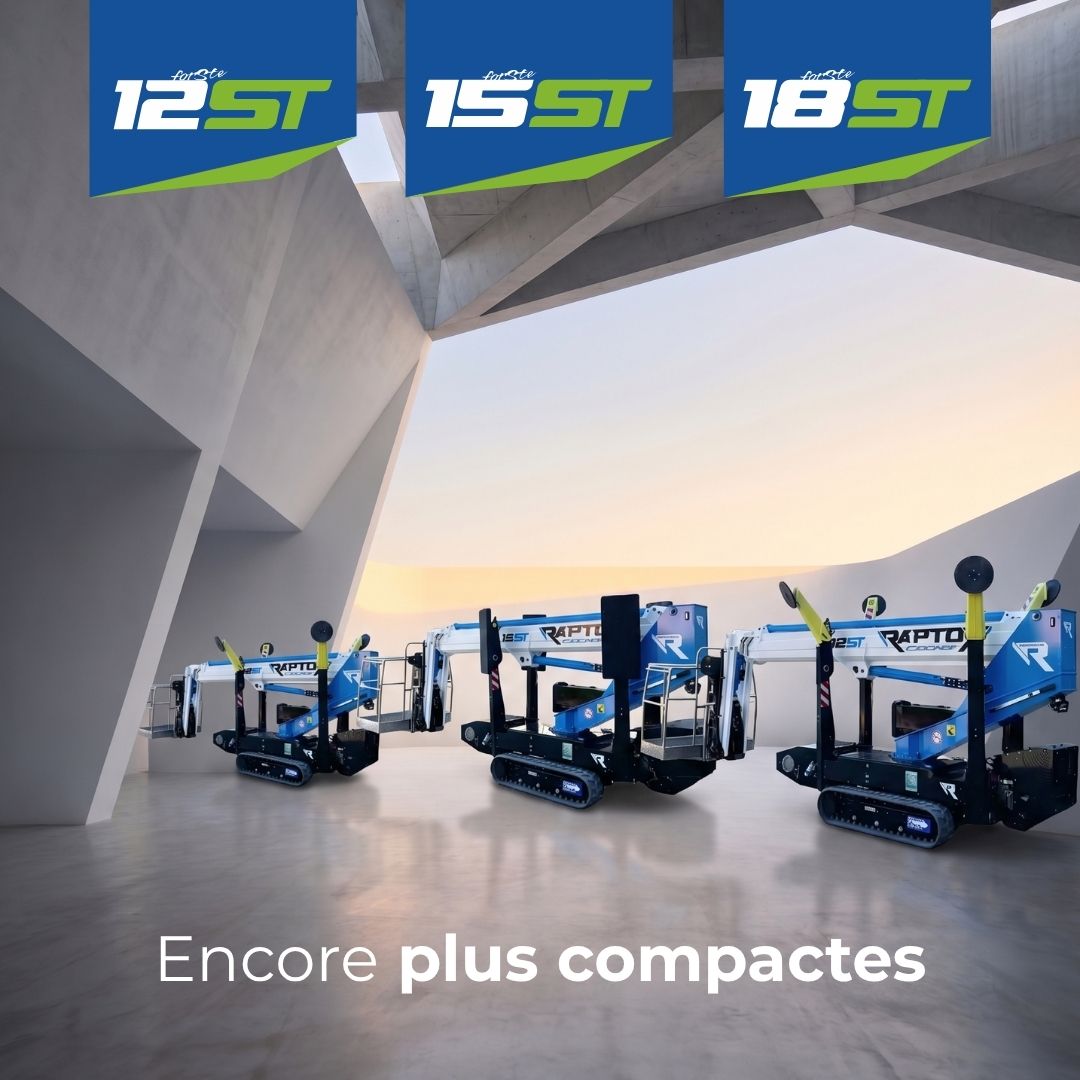 Nouvelle gamme de nacelles araignées télescopiques Raptor : encore plus compactes, toujours aussi performantes