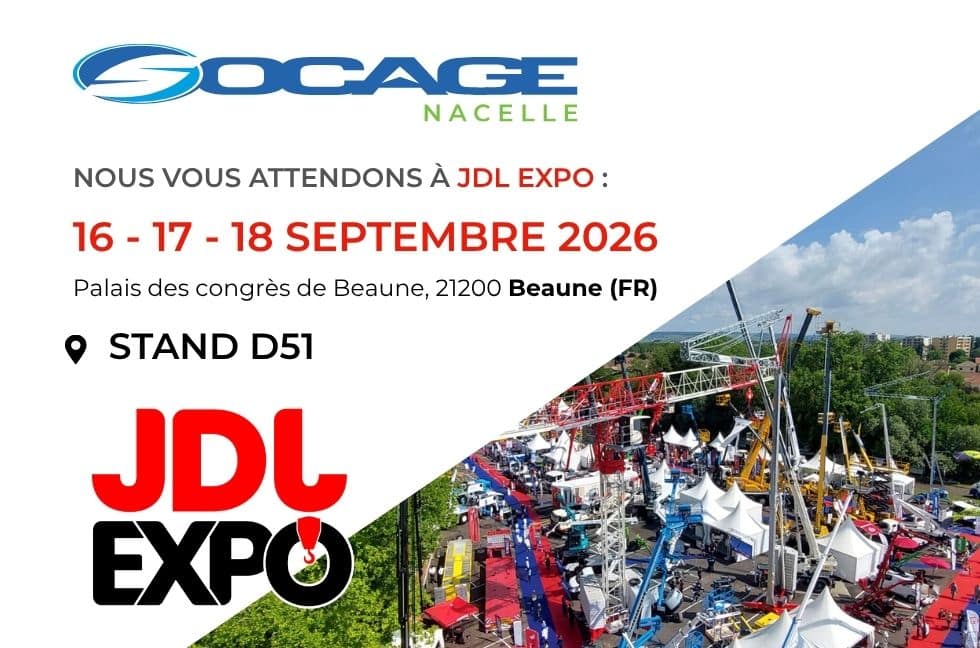 Socage Nacelle à JDL EXPO 2026 : découvrez nos solutions pour le travail en hauteur